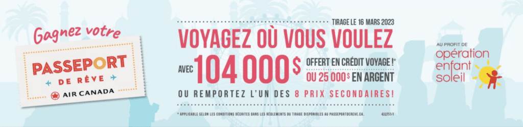 Passeport de r&ecirc;ve d&rsquo;Op&eacute;ration Enfant Soleil : Voyages en classe Affaires et 1,5 Million de points A&eacute;roplan &agrave; gagner ! - Operation enfant soleil tirage