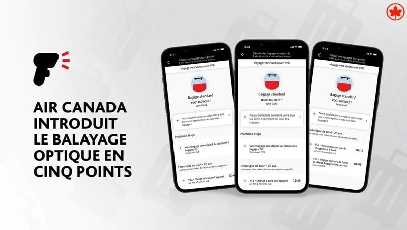 Air Canada&nbsp;: Nouvelle fonction de suivi des bagages dans l’application mobile - Air Canada application