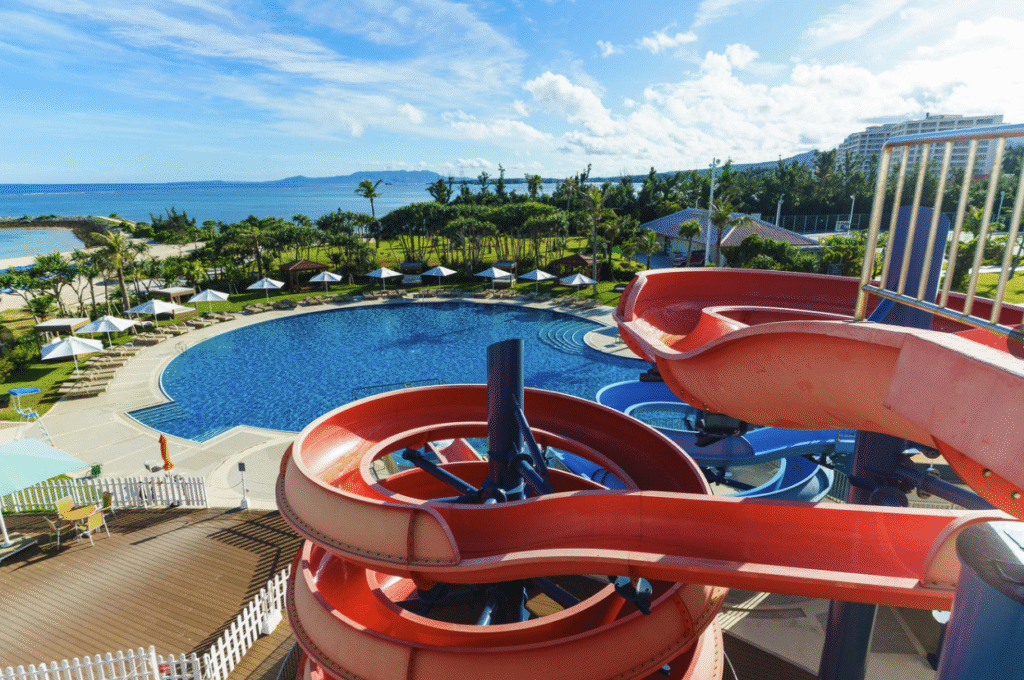 hotel with water slide Sheraton Okinawa Sunmarina Resort waterslide