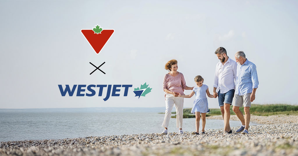Partenariat Canadian Tire, WestJet et RBC Récompenses Triangle : gagnez 3× l’argent CT - Westjet et Canadian Tire