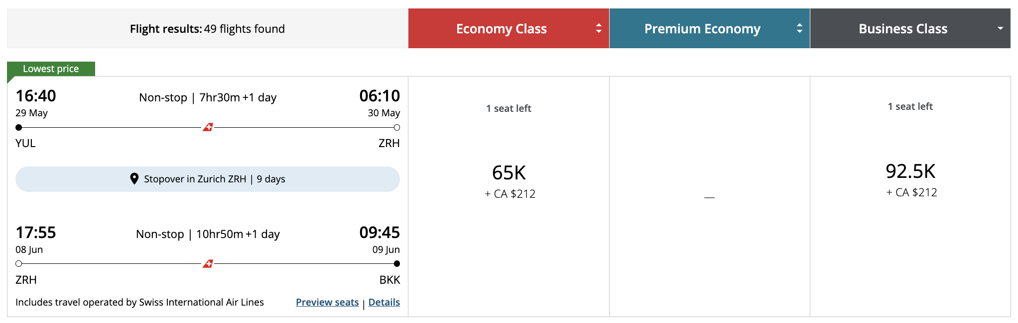 Business Class Sweetspots with Aeroplan from Canada - aeroplan asie stopover