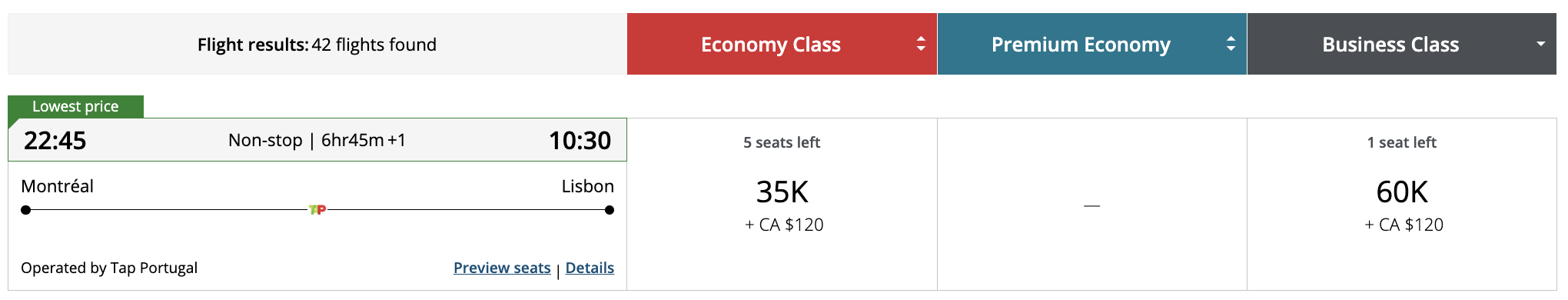 Business Class Sweetspots with Aeroplan from Canada - sweetspots aeroplan classe affaires europe