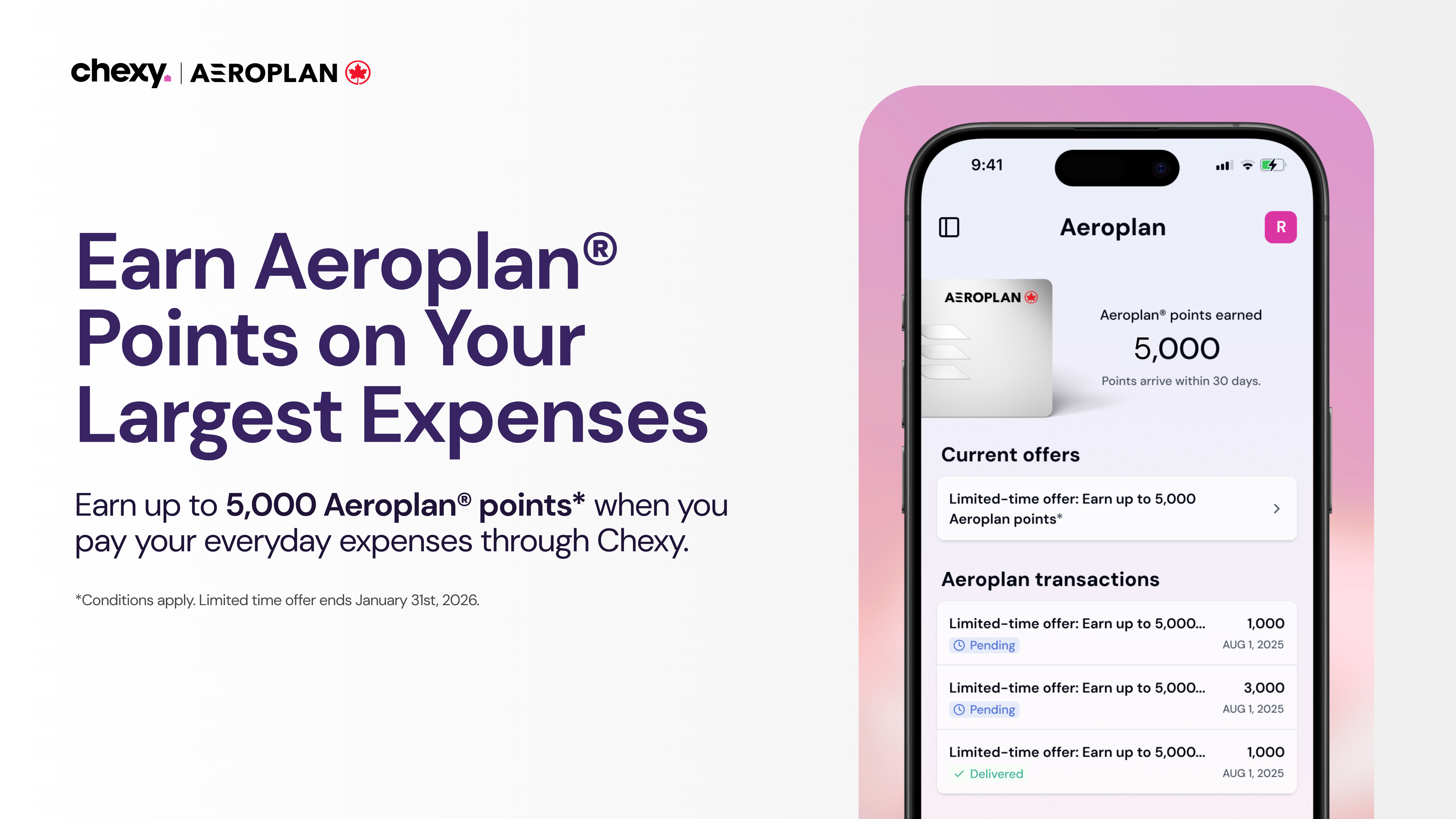 Aeroplan and Chexy: Earn Up to 5,000 Bonus Points and Enter the 100,000 Points Contest - Chex Aeroplan promo FR