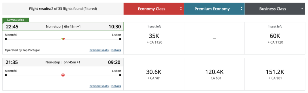 Aline - aeroplan canada vers europe star alliance fixe vs dynamique