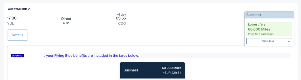 Aline - comparatif flying blue aeroplan vol paris J fr