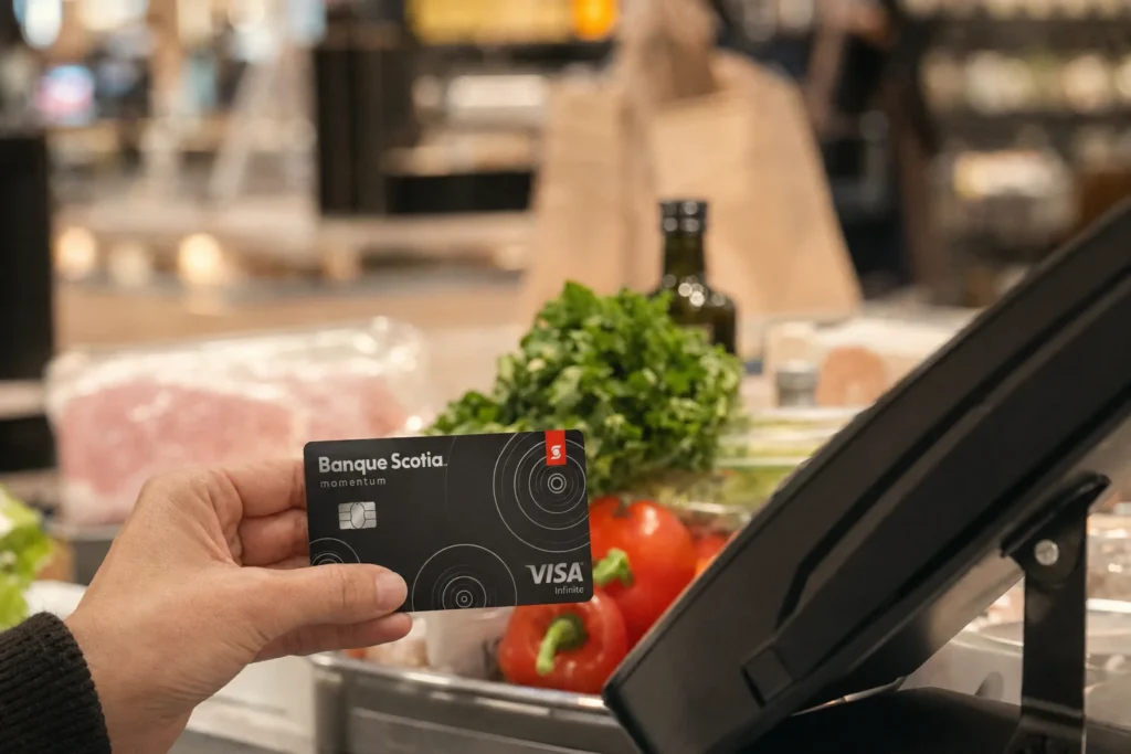 Offre exceptionnelle : 15 % de remise et Première année gratuite avec la Carte Visa Infinite+ Momentum Scotia - Carte Visa Infinite Momentum Scotiaᴹᴰ — Supermarché / Épicerie